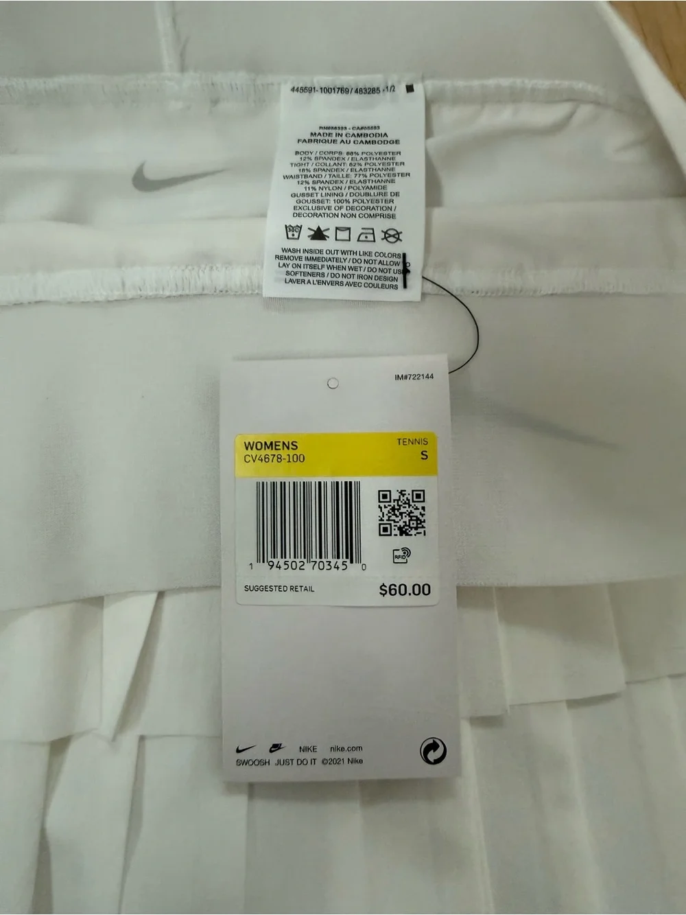 Nike White Layered Pleated Tennis Skort